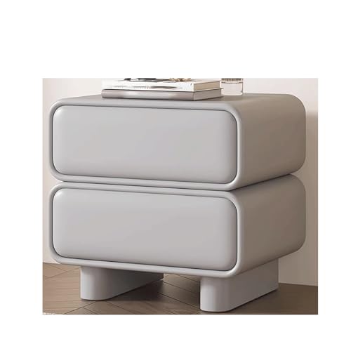 IROEJT Moderner Nachttisch mit 2 Schubladen, Bezug aus PU-Leder und Massivholzrahmen, Ablagefläche für Schlafzimmer/Wohnzimmer/S tudentenwohnheim?Light Grey 40cm