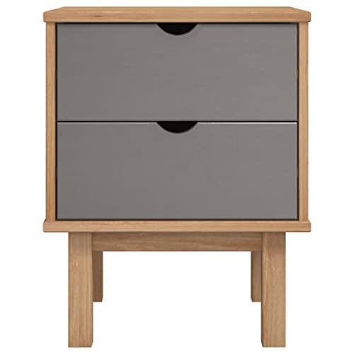HEFZGDB Nachttisch OTTA Braun & Grau 45x39x57 cm Massivholz Kiefer Nachttisch Vintage Nachttische Beistelltisch Nachtschränkchen für Gästezimmer Wohnzimmer Hotel Schlafzimmer