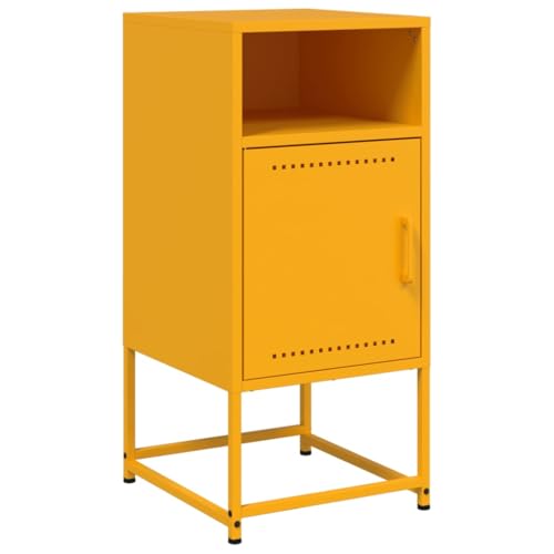 vidaXL Nachttisch, Nachtschrank mit Stauraum, Nachtkommode für Schlafzimmer, Nachtkonsole Beistelltisch, Industrie-Stil, Senfgelb Stahl