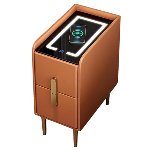 Smart Nachttisch mit Aufbewahrungsschublade & LED-Licht Praktischer Nachttisch mit Bluetooth-Lautsprecher Kabellose Ladestation Stabile Schlafzimmer Wohnzimmer Möbel für Zuhause Schlafzimmer