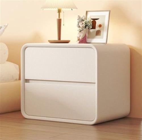Moderner Nachttisch, Nachttisch aus Leder, Aufbewahrungsschrank, Schlafzimmer, Nachttisch mit versteckter Doppelschublade, Kommode mit Mehreren Schubladen für Schlafzimmer (weiß, 40 x 40 x 4