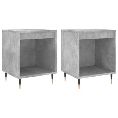 Eleganz Nachttische 2 STK. Betongrau 40x35x50 cm aus Holzwerkstoff & Metall - Modern & Langlebig für Schlafzimmer & Gästezimmer