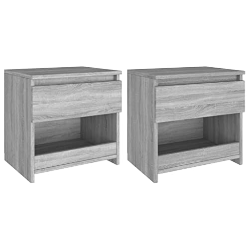 LAPOOH Nachttische 2 STK Nachtschrank, Nachtkästchen, Bedside Table, Nachtkommode, Nightstand, Nachttischschrank, Nachtkonsole, Grau Sonoma 40x30x39 cm Holzwerkstoff
