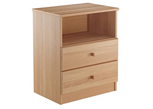 Erst-Holz 90.20-K35 hohe Nachtkonsole Buche Nachttisch mit Zwei Schubladen und offenem Fach