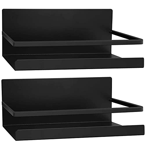 2 Stück Kühlschrank Regal Hängeregal für Kühlschrank Magnet Magnet Gewürzregal mit Ablage Küchenregal Küchen Organizer Aufbewahrung (Schwarz)