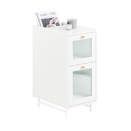 SoBuy Nachttisch Boxspringbett Sofatisch Beistelltisch schmal Telefontisch Nachtschrank Nachtkommode Weiß BHT ca. 30x65x45cm FBT139-W