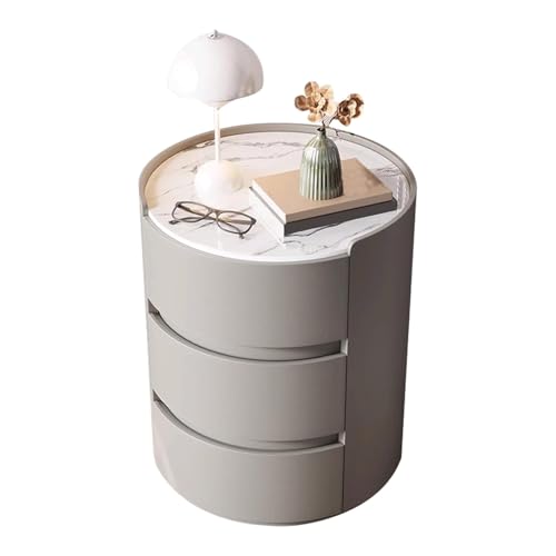 GddOGUK Runder mit Rock Board Top mit 3 Schubladen for Wohnzimmer Seite(Gris,40cm) GddOGUK Runder mit Rock Board Top mit 3 Schubladen for Wohnzimmer Seite(Gris,40cm)