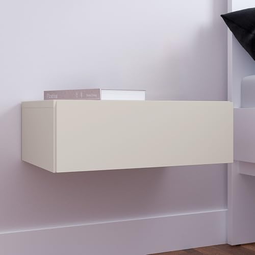CARO-Möbel Hängender Nachttisch Anne mit Schublade in Kaschmir - griffloses öffnen & platzsparend durch Wandmontage, robuste Spanplatte