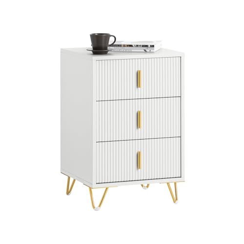 SoBuy FBT115 L W 3 Schubladen für Sofatisch Beistelltisch Telefontisch Nachtkommode weiß BHT ca. 40x63x40cm