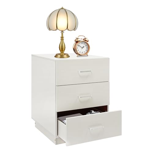 BAOCHADA Bücherregal 3 Schubladen,Weiß Kommode,für, Nachtkommode, Nachtkonsole, Beistelltisch für Wohnzimmer Schlafzimmer Arbeitszimmer (Warmes Weiß)
