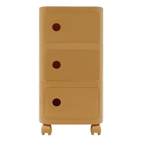YISSALE 3 Ebenen Nachttisch,32x32x63.3cm Nachtschrank mit Rollen, Nachtkästchen für Schlafzimmer, Wohnzimmer, Arbeitszimmer (Ingwergelb)