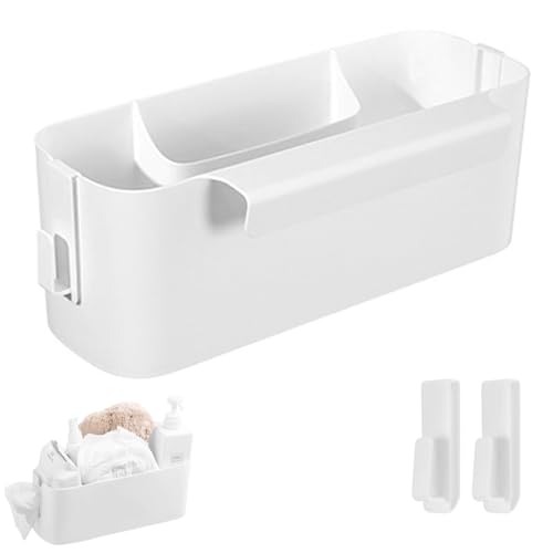 Kongming Bett Organizer zum einhängen mit 2 Abnehmbarer Haken, Kunstoff Betttasche Bettablage, Nachttisch Organizer Bett hängend, Babybett Organizer für Buch Magazin Spielzeug Handy Kopfhörer