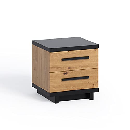 Design Möbel Möbel für das Schlafzimmer Nachttisch mit Schubladen Nachtschrank Nachtschränkchen Nachtkonsole Nachtkommode Schlafzimmer Schrank Kommode Inez