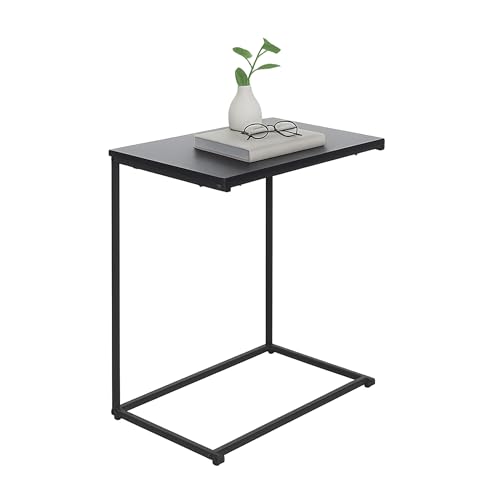 Relaxdays Beistelltisch, C-Form, große Tischplatte, HxBxT: 60 x 55 x 35 cm, Sofatisch zum Unterschieben, Eisen, schwarz