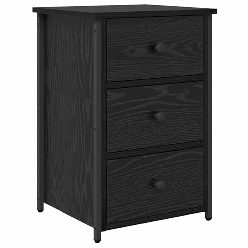 Rantry Schwarzer Eichen-Nachttisch Schwarze Eiche MDF, Metall Kompakt Nightstand Model871261