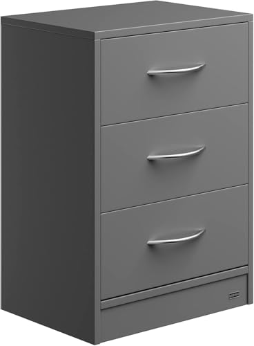 Casaria® Nachttisch Anthrazit 3 Schubladen Kabelführung Wandbefestigung Boxspringbett Schlafzimmer Nachtschrank Nachtkonsole Nachtkommode Holz 54x39x28cm