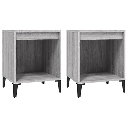 Nachttische 2 STK. Grau Sonoma 40x35x50 cm - Modernes Design aus Holzwerkstoff & Metall - Platzsparend & Langlebig - Ideal für Schlafzimmer & kleine Wohnungen