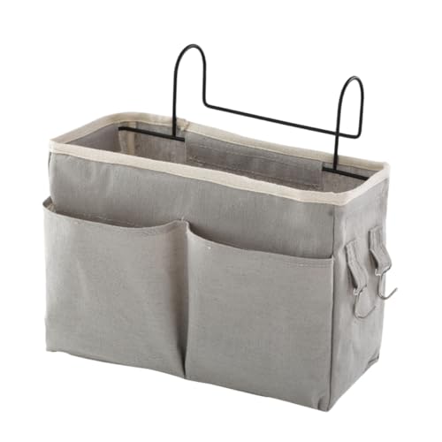Angoily Bedside Hanging Organizer mit Doppelhaken Praktischer Betttasche zum Einhängen für Bücher Tablets Snacks Platzsparender Bett Organizer für Schlafzimmer und Wohnheim