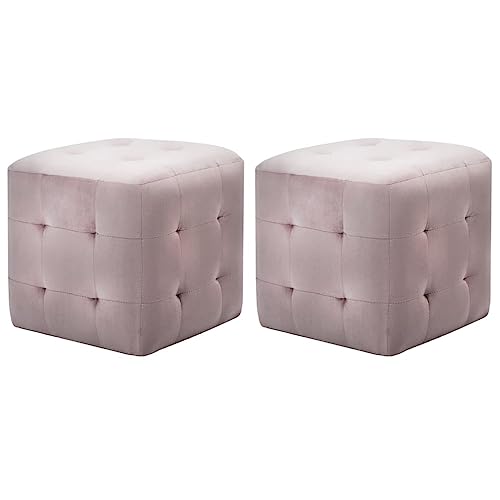 Frdhee Nachttischschrank, Nachttische 2 STK. Rosa 30×30×30 cm Samtstoff Nachtmode für Schlafzimmer, Flur, Wohnzimmer
