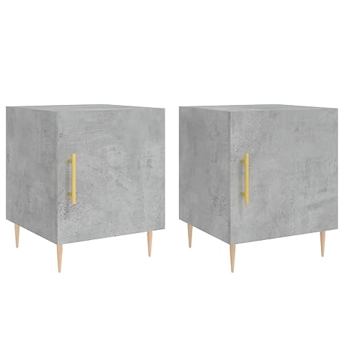Genérico Wenjingqi 827541 Nachttische, 2 Stück, Holztechnik, Grau, Beton, 40 x 40 x 50 cm, Grau