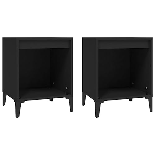Nachttische 2 STK. Schwarz 40x35x50 cm - Modernes Design aus Holzwerkstoff & Metall - Ideal für Schlafzimmer & kleine Wohnungen