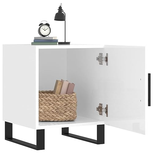 HEFZGDB Nachttische 2 STK. Hochglanz-Weiß 40x40x50 cm Holzwerkstoff Nachtkasten Nachtkästchen Couchtisch Nachtschränkchen für Hotel Wohnzimmer Schlafzimmer Gästezimmer