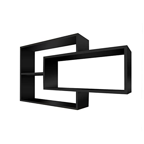 TRAUMMÖBEL Wandregal Schwarz Bücherregal Holz Hängeregal Schweberegal für Wohnzimmer, Schlafzimmer und Küche