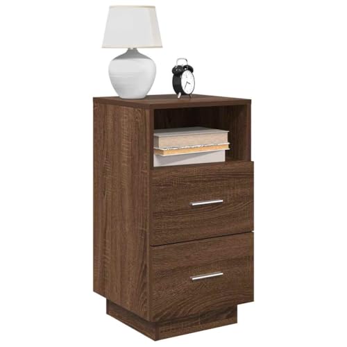 SDWEHO7 Nachttisch 2er Set, Büroschrank mit 2 Schubladenund offene Fach, Beistelltisch, Sofatisch für Schlafzimmer Wohnzimmer, Holzwerkstoff 36x36x68 cm Braun Eiche