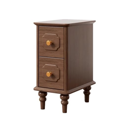 Retro-Nachttisch mit 2 Schubladen, ultra-schmales Design für kleine Räume, perfekt für Schlafzimmer und Wohnzimmer