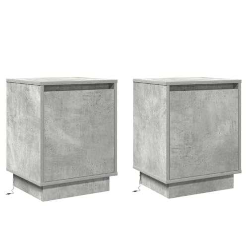 vidaXL Moderne Beton Grau Nachttische Set aus 2 | Stylischer Nachttisch mit Schublade, strukturierte Oberfläche, Matte Ausführung für Schlafzimmer, langlebig und vielseitiges Design, rechteckig,