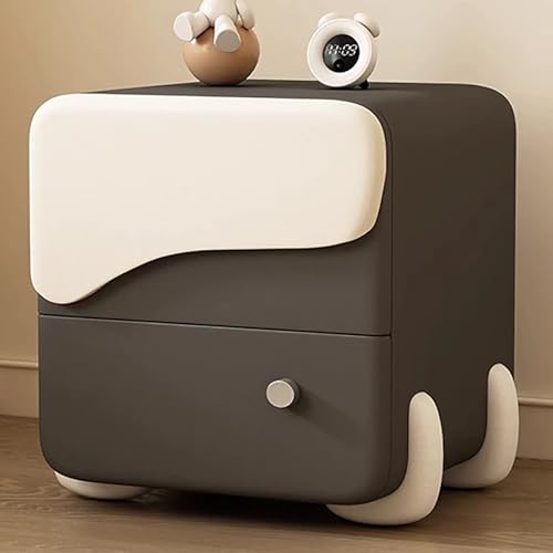 NKXASLS Moderne Nachttische, Nachttisch mit 2 Schubladen, Mikrofaser-Leder-Finish, Schlafzimmer-Beistelltisc h, Keine Montage Erforderlich(Dark Gray,45x40x50cm)