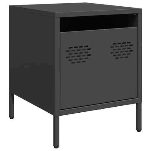 vidaXL Nachttisch Schwarz 35x39x43,5 cm Stahl, Schrank, Nachtkommode, Bettschrank, Nachtschrank, Nachtkonsole, Schlafzimmermöbel, Bettschrank