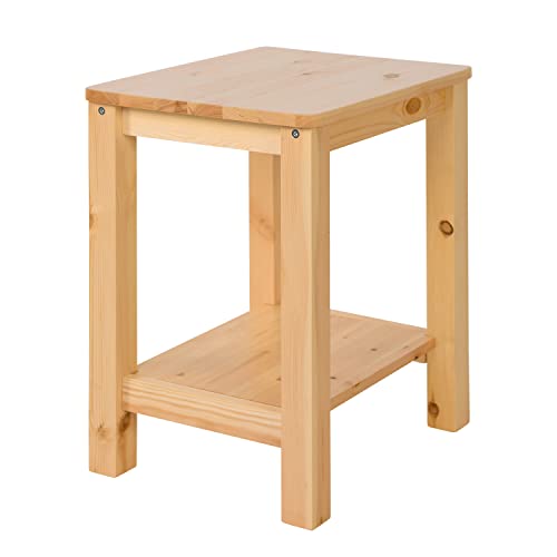 Homestyle4u Beistelltisch Nachttisch Natur Hocker Holz Kiefer Holztisch Schlafzimmer Wohnzimmer Flur | Artikel 1826