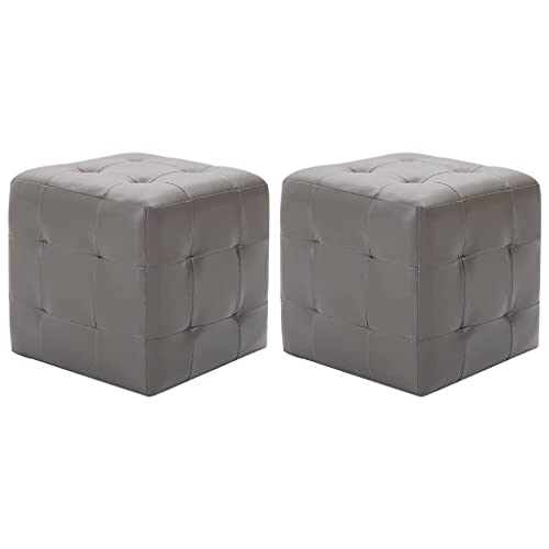 IBUQDDV Telefontisch Nightstand Ablagetisch Sofatisch Nachttische 2 STK. Grau 30×30×30 cm Kunstleder für Schlafzimmer Wohnzimmer