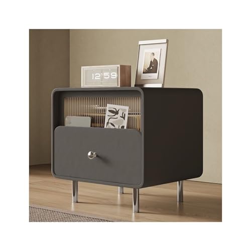 YFAURNDE Nachttisch, Schlichter Nachtschrank, Nachtkästchen Platzsparend, Moderner Nachttische, Bewahren Sie Bücher, Mobiltelefone und Brillen leicht zugänglich auf(Black,45cm/17.72in)