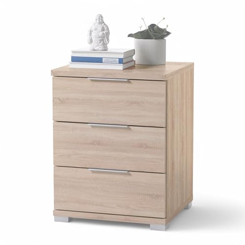 SMILLA Nachttisch in Eiche Sonoma Optik - Moderner Nachtschrank mit Schubladen und viel Stauraum - 46 x 61 x 42 cm (B/H/T)
