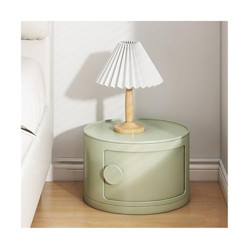 HOFUNTRE ?Moderner Nachttische?Nachttische Rund ?Kleiner Stauraum?Nachttischtruhe Kunststoff?Platzsparende Nachttische FüR Wohn  Schlafzimmer(Green,32*22c m/12.6*8.7in
