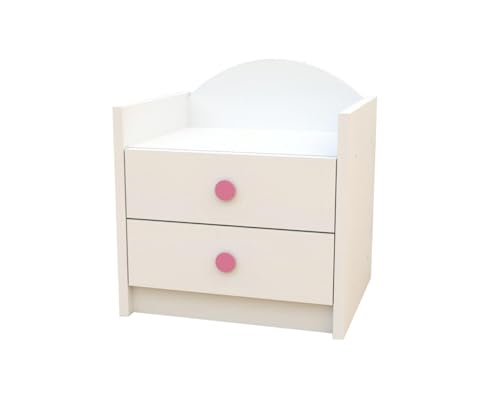 Happy Babies - Nachttisch Kinder Beistelltisch mit Schublade, Schlafzimmer & Kinderzimmer, weiß, Farbige Holz Weiß - Blau | Geschenk für Jungen | 27x34x40 (Rose)