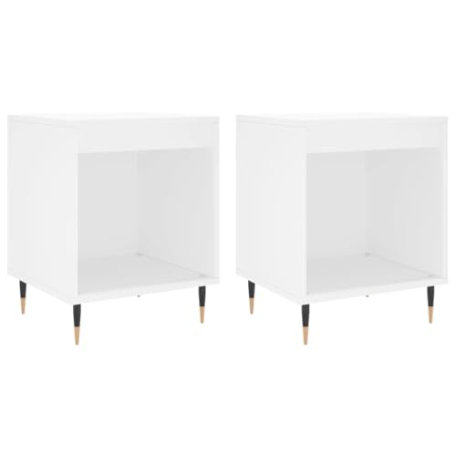 Eleganz Nachttische 2 STK. Weiß 40x35x50 cm aus Holzwerkstoff & Metall - Modern & Langlebig für Schlafzimmer & Gästezimmer