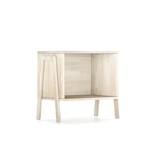 Hansales - offener Nachttisch Holz aus massivem Birkenholz 52x56x35cm - Nachtschrank im skandinavischen Stil, Kleiner Beistelltisch Couch mit klarem Naturöl beschichtet, Bedside Table, Regal