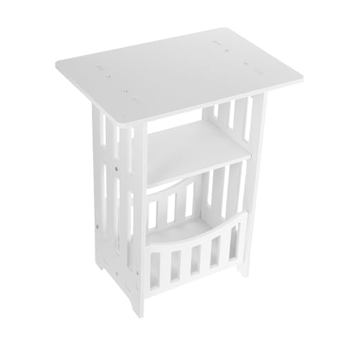 HEALLILY Kompakter weißer Nachttisch mit unterer Ablage, moderner minimalistischer Sofa-Beistelltisch für Schlafzimmer und Wohnen, kleiner Raum, Nachttisch für Lampen, Bücher und Fotos Aufbewahrung