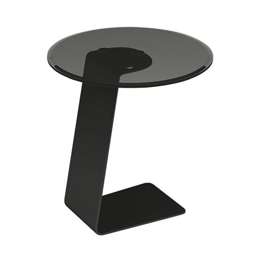 Beistelltisch aus Glas in C-Form, platzsparendes Design für Wohnzimmer, Schlafzimmer, Nachttisch