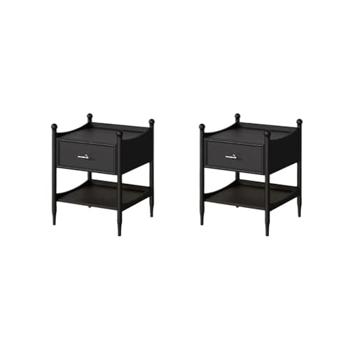 huanglyc-232 Nachttische Nachttisch aus Massivholz mit Zwei Schubladen in Schwarz for Wohnzimmer, Schlafzimmer, Arbeitszimmer, Aufbewahrungsschränke for Bücher, Lampen usw. Nachttisch
