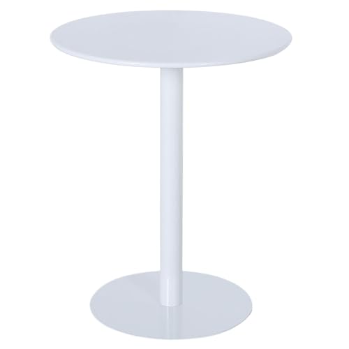 Runder Couchtisch, klein, roter Nachttisch mit stabilem Metallrohr, Thekenhöhe, Bistrotisch für Cocktailbar, 50 cm Durchmesser x 60 cm Höhe, moderne Heimdekoration