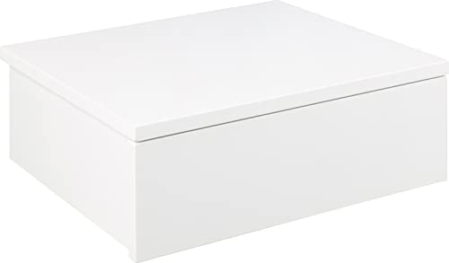 AC Design Furniture Asta Weißer Quadratischer Nachttisch mit 1 Schublade, zur Wandmontage, minimalistisches Design, Organisation des Schlafzimmers, B: 37 x H: 13 x T: 32 cm, Weiß
