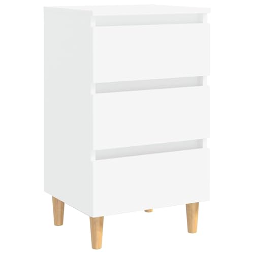Homgoday Skandinavischer Nachttisch Weiß Holz 40x35x69cm - Einfach zu montieren Model805887