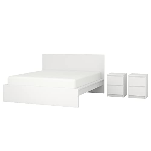  MALM Schlafzimmermöbel 3er Set 140x200 cm weiß