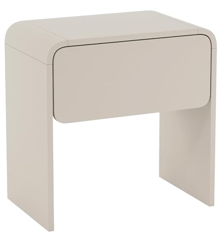 Selsey Moderner Nachttisch 50 cm mit Schublade im eleganten Kaschmirton Deal fürs Schlafzimmer. Robuste PVC-Kanten, skandinavisches Design und praktischer Stauraum für Bücher, Brille und Accessoires.