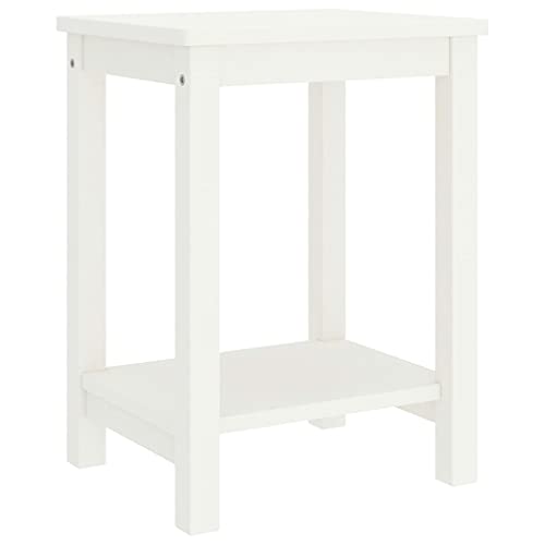 puraday Nachttisch Weiß 35x30x47 cm Massivholz Kiefer Nachttisch Regal Nightstand Nachttisch Holz Schlafzimmer Möbel Industrial Möbel Bedroom Furniture Nachttisch mit Ladefunktion