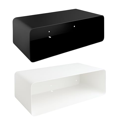 Natural Goods Berlin 1x Nachttisch Sheet - Schwarz Metall 45 x 24 x 15 cm - Hängender Nachttisch schwebend, Nachtkonsole hängend, Nachtschrank schmal, Wandregal Würfel, Würfelregal Wand